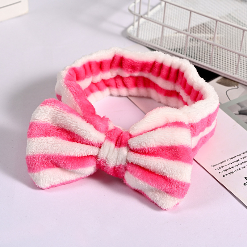 Striped Plush Bow Headband