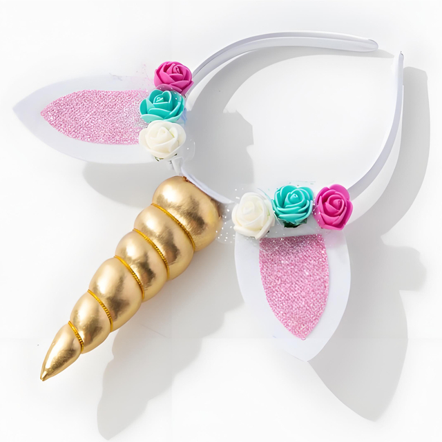 Unicorn Headband with Floral Decorations