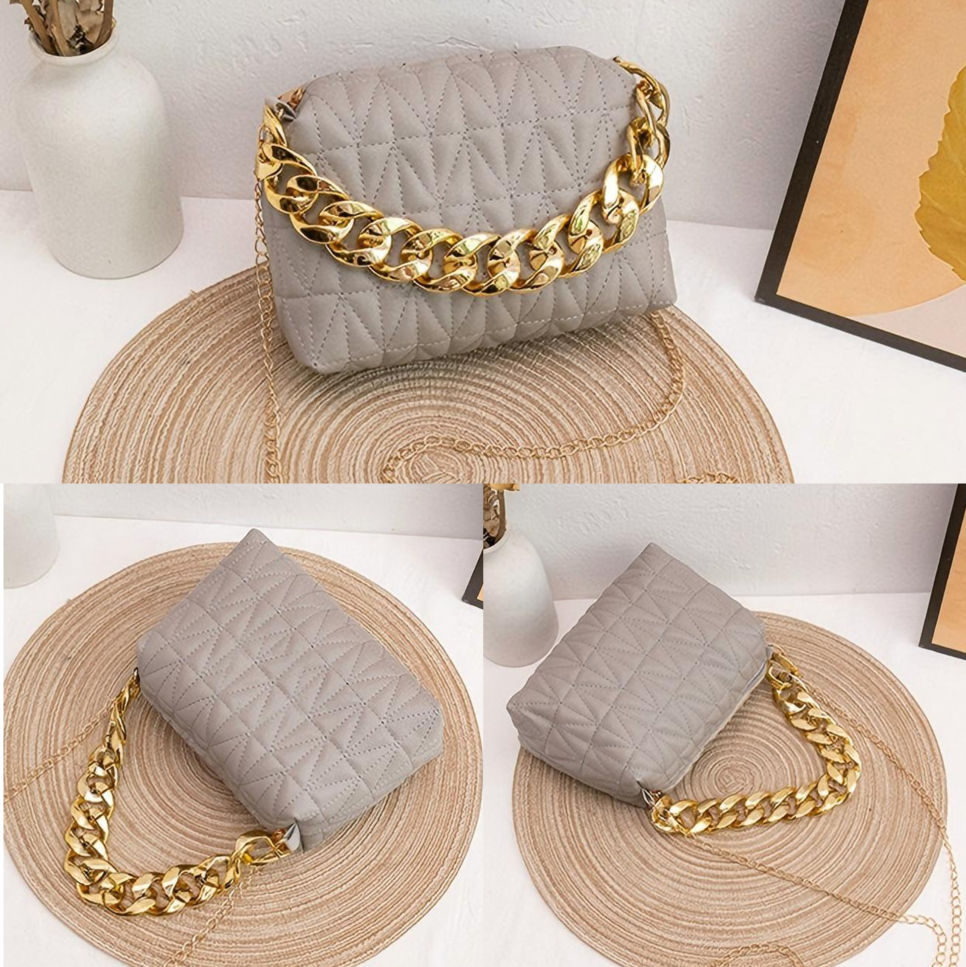 Pink Quilted Chain Shoulder Bag