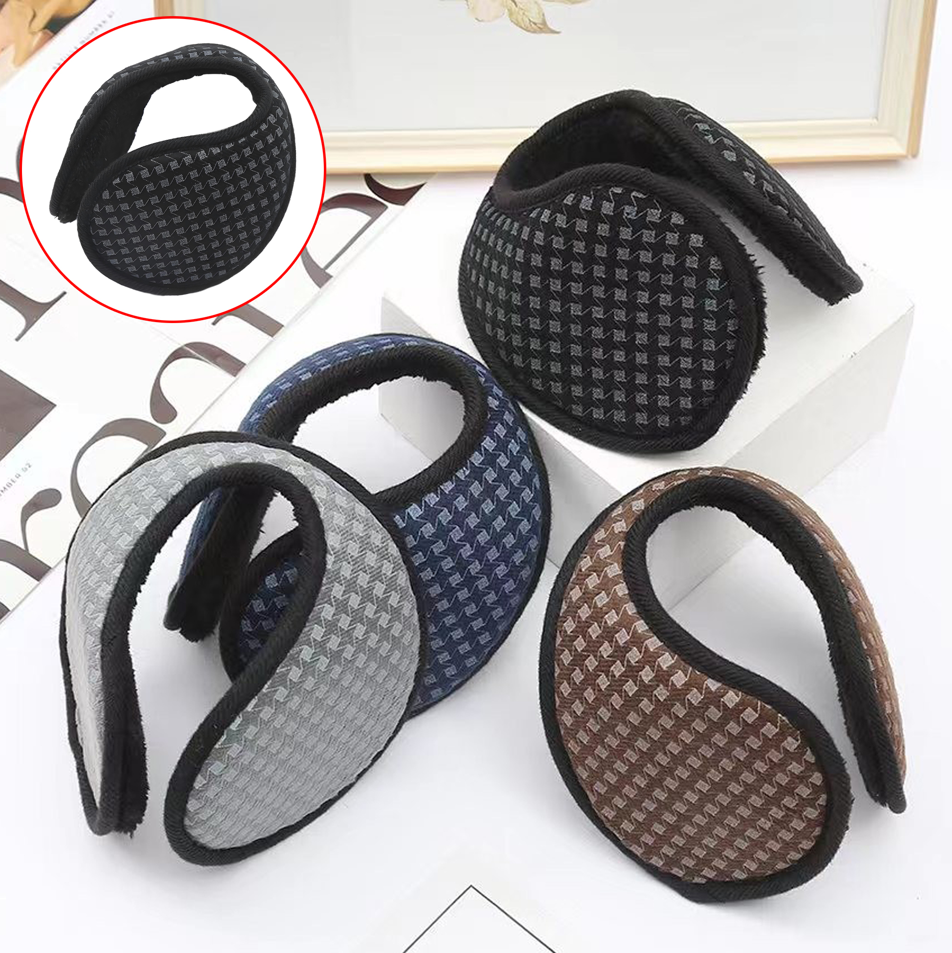 Check Design Fleece Ear Warmers