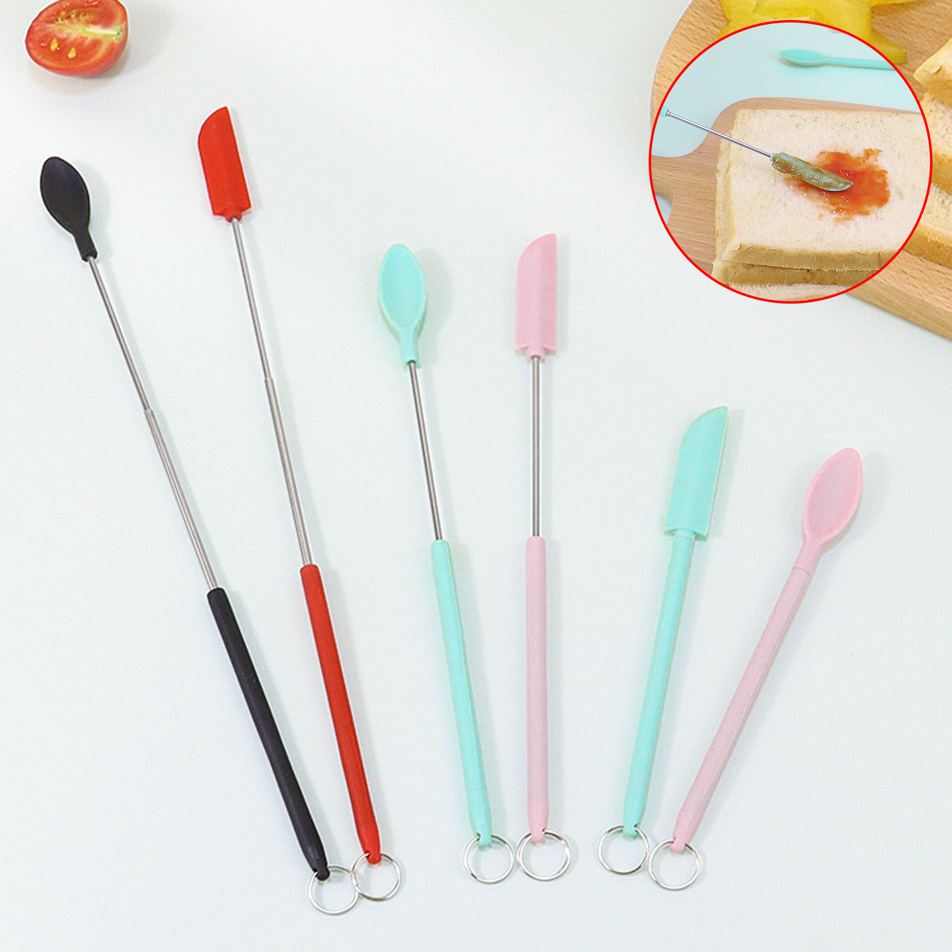 2pcs Colorful Silicone And Stainless Steel Spatula Set