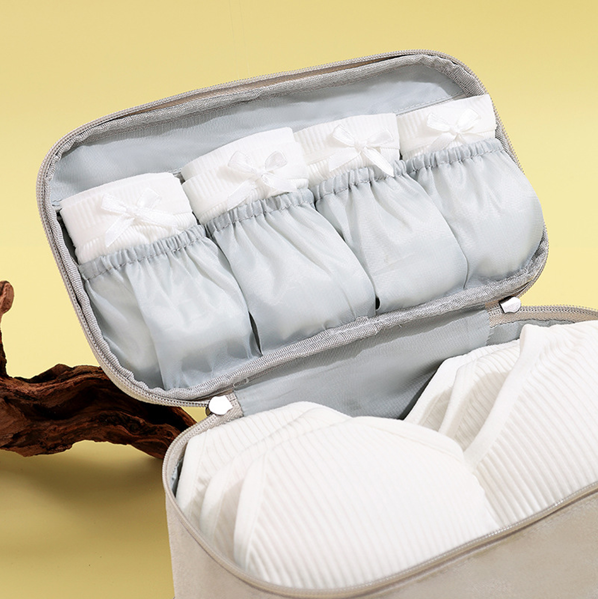 Gray Travel Bra And Underwear Organizer Bag