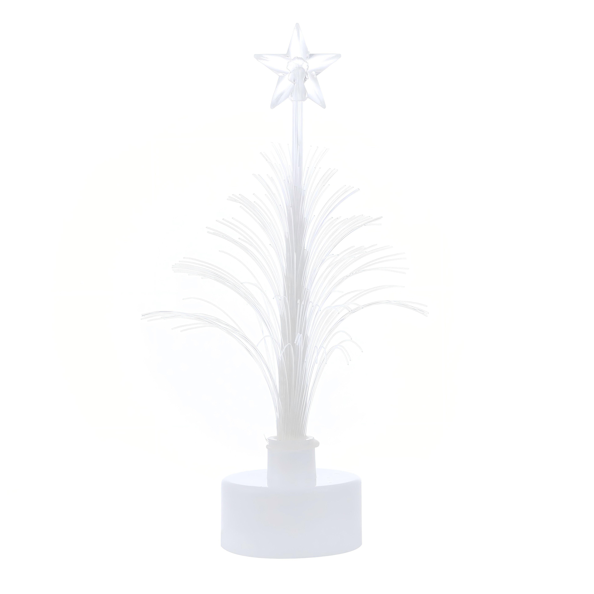 Mini LED Lit Fiber Optic Christmas Trees with Star Toppers