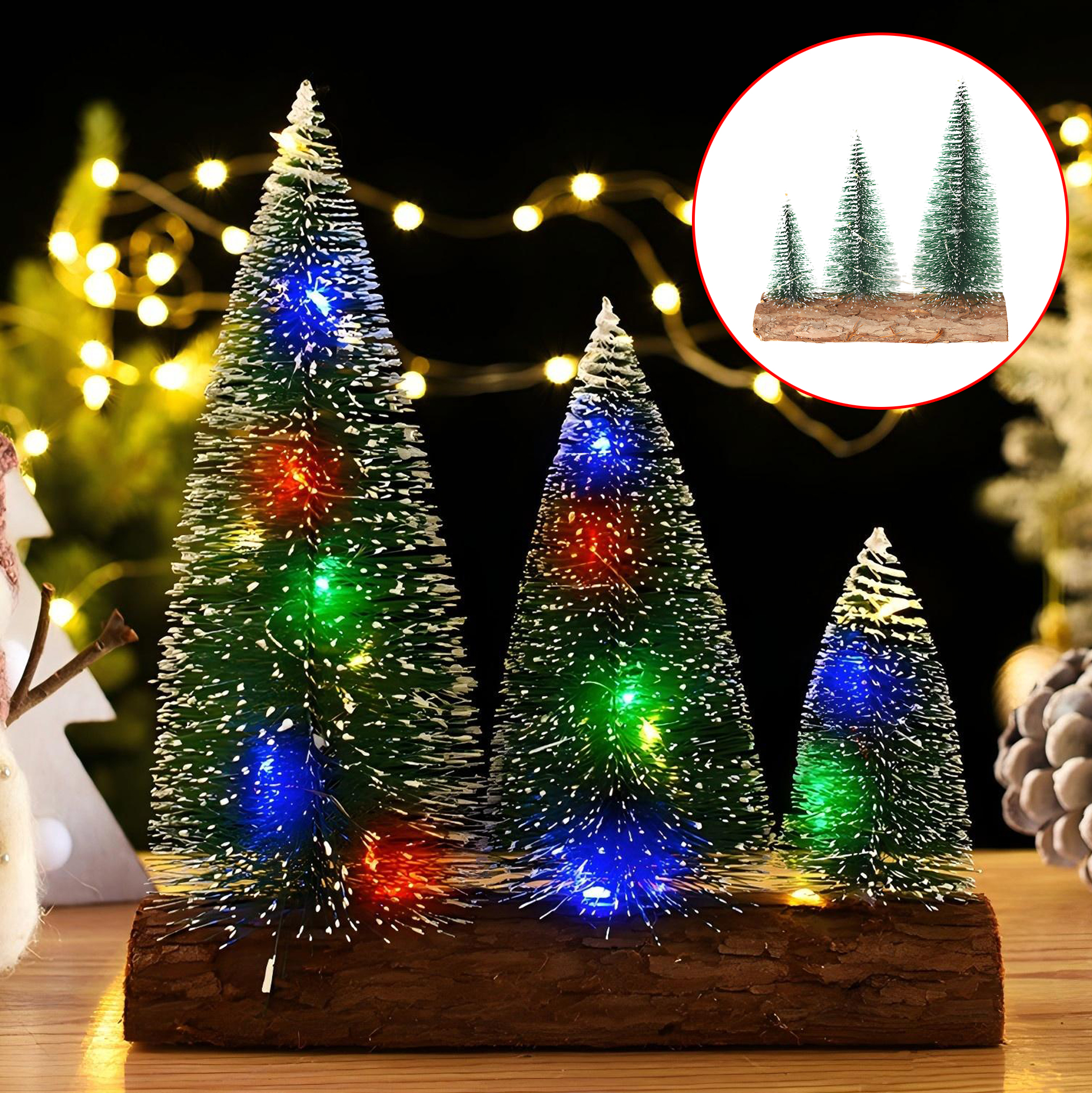 Set of Mini Artificial Snow Flocked Christmas Trees