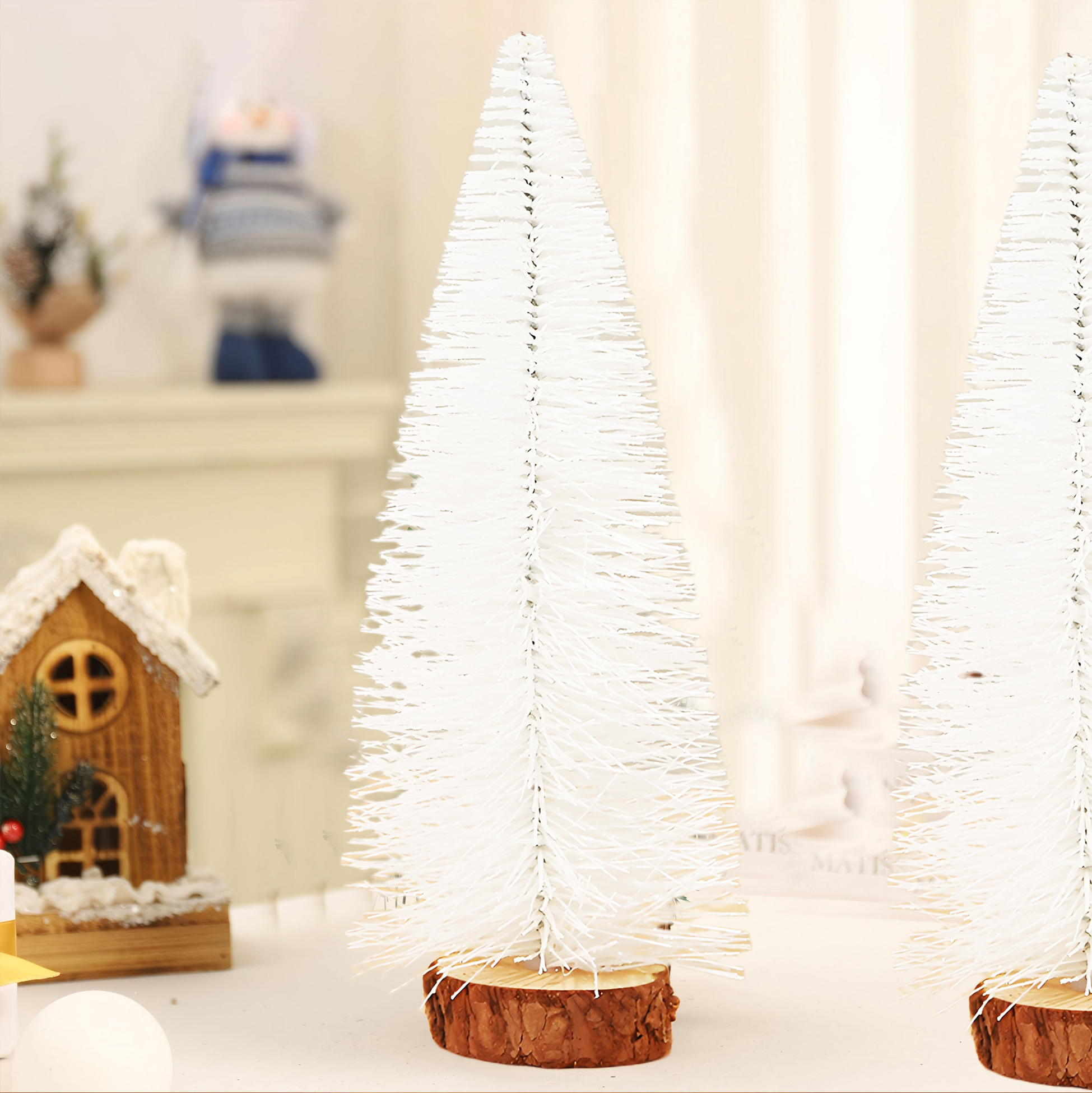 White Artificial Christmas Tree with Log Base