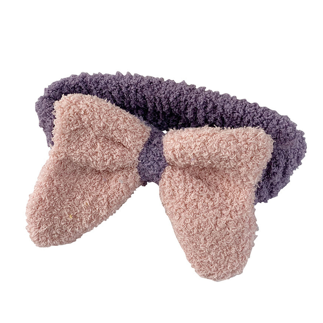 Fluffy Bow Headband for Washing Face