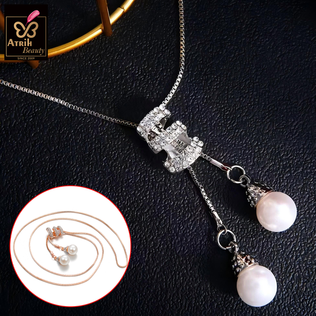Double Pearl Drop Necklace