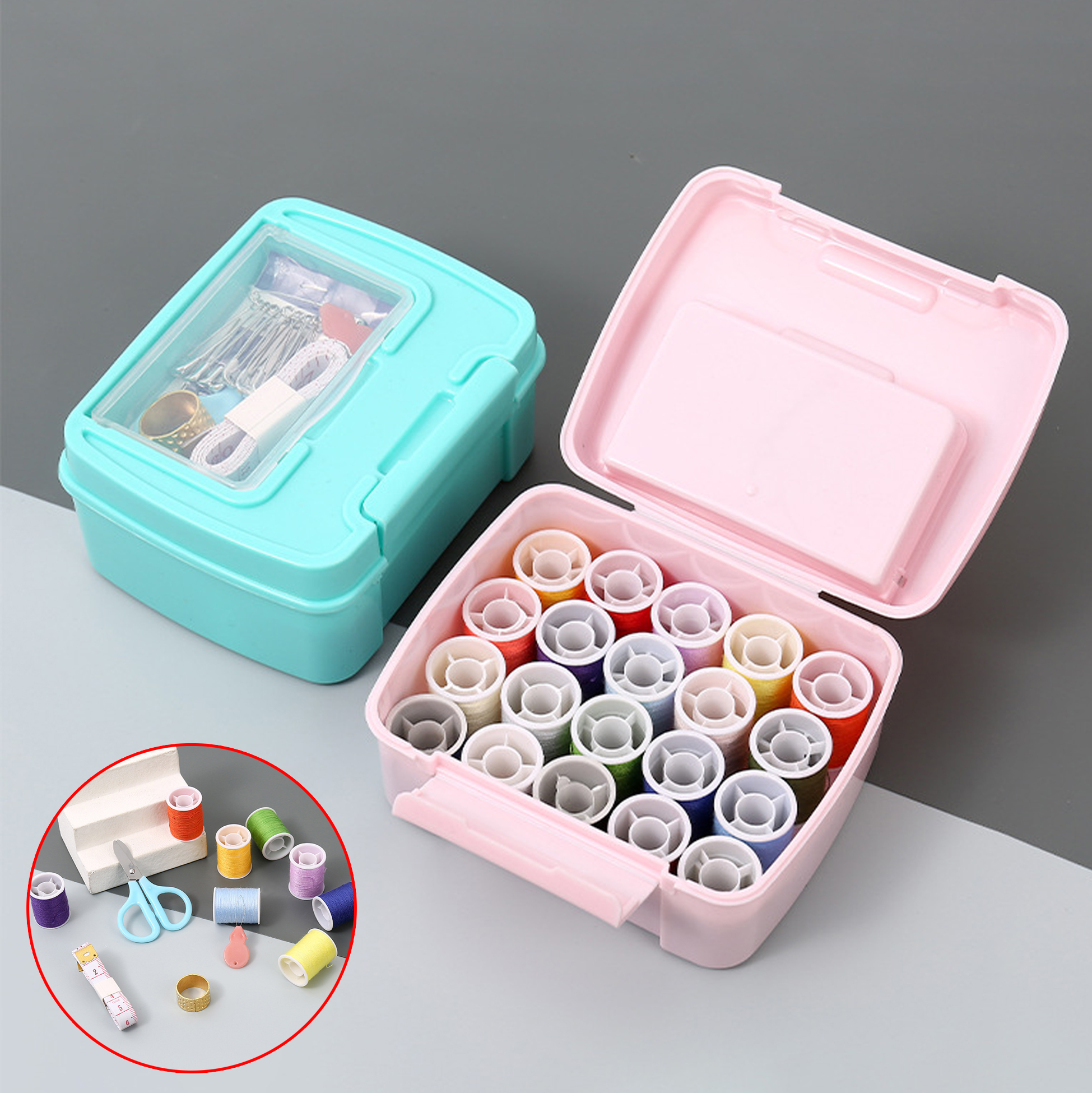 Portable Sewing Kit with Organizer Box