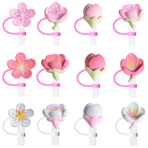 Peach Blossom - shaped Silicone Straw Toppers