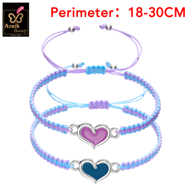 Adjustable Heart Shaped Charm Friendship Bracelets