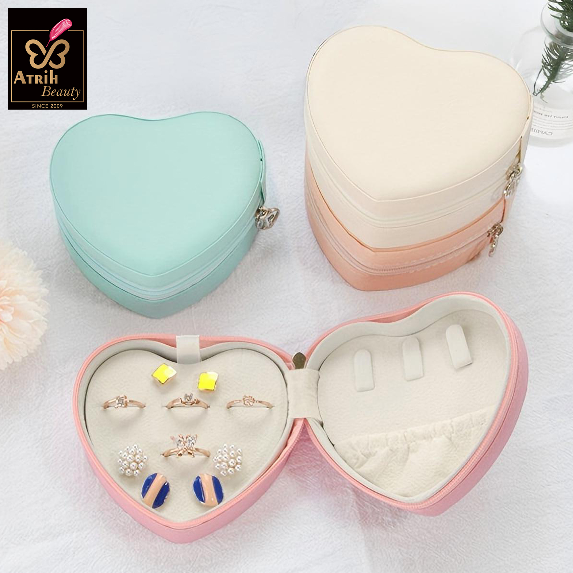 Heart Shaped Pink Jewelry Organizer Box