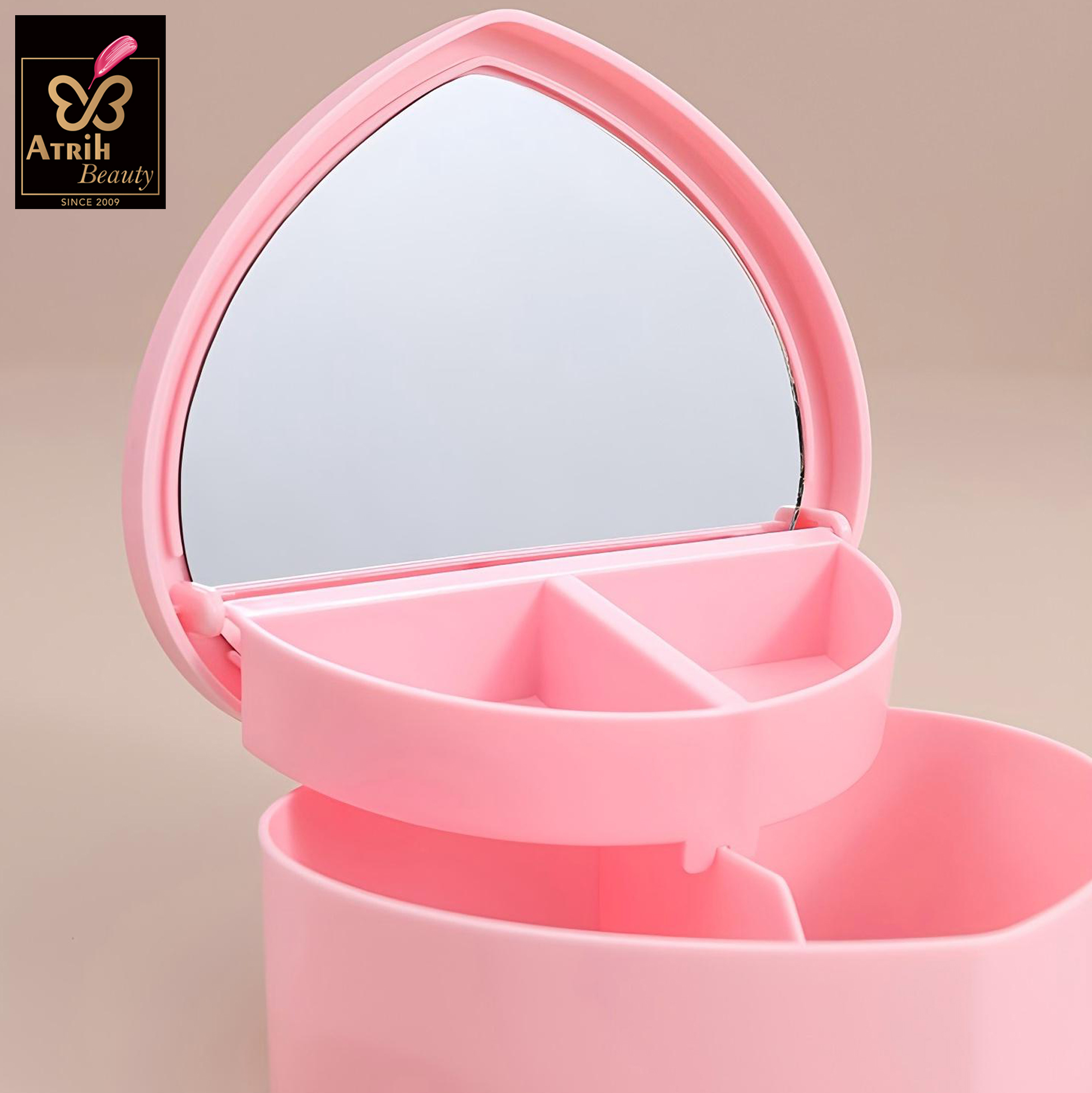 Heart Shaped Pink Jewelry Organizer with Mirror