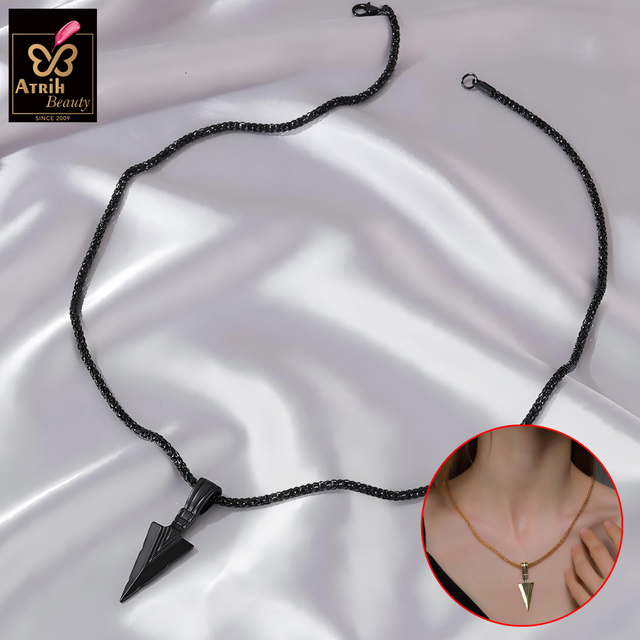 Black Arrowhead Pendant Necklace Gothic Style Jewelry