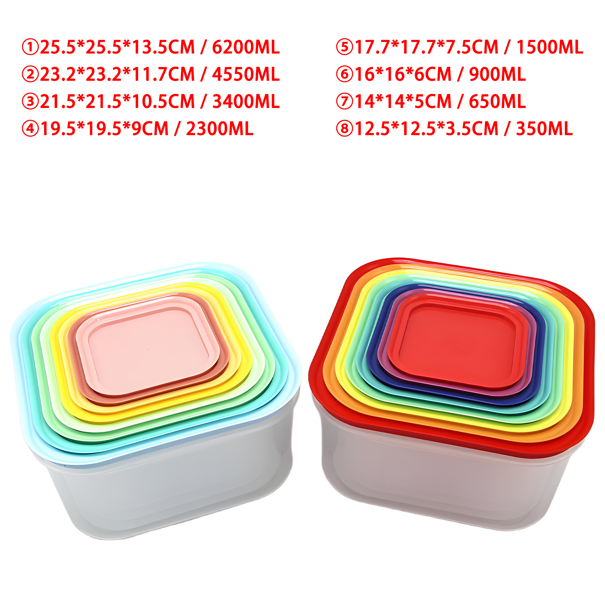 8 Piece Plastic Food Storage Bowl Set
