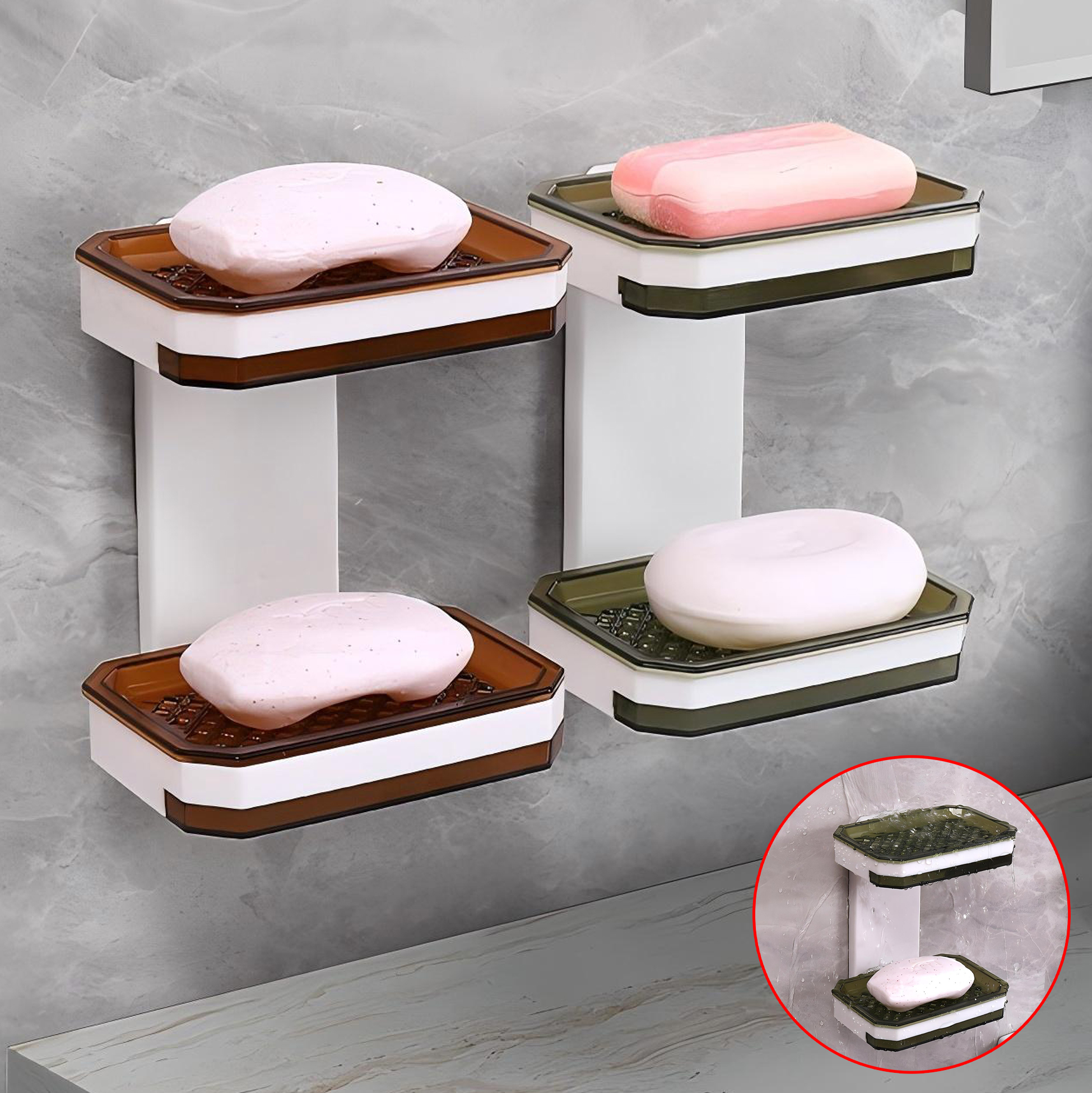 Double Layer Plastic Wall Mounted Soap Holder