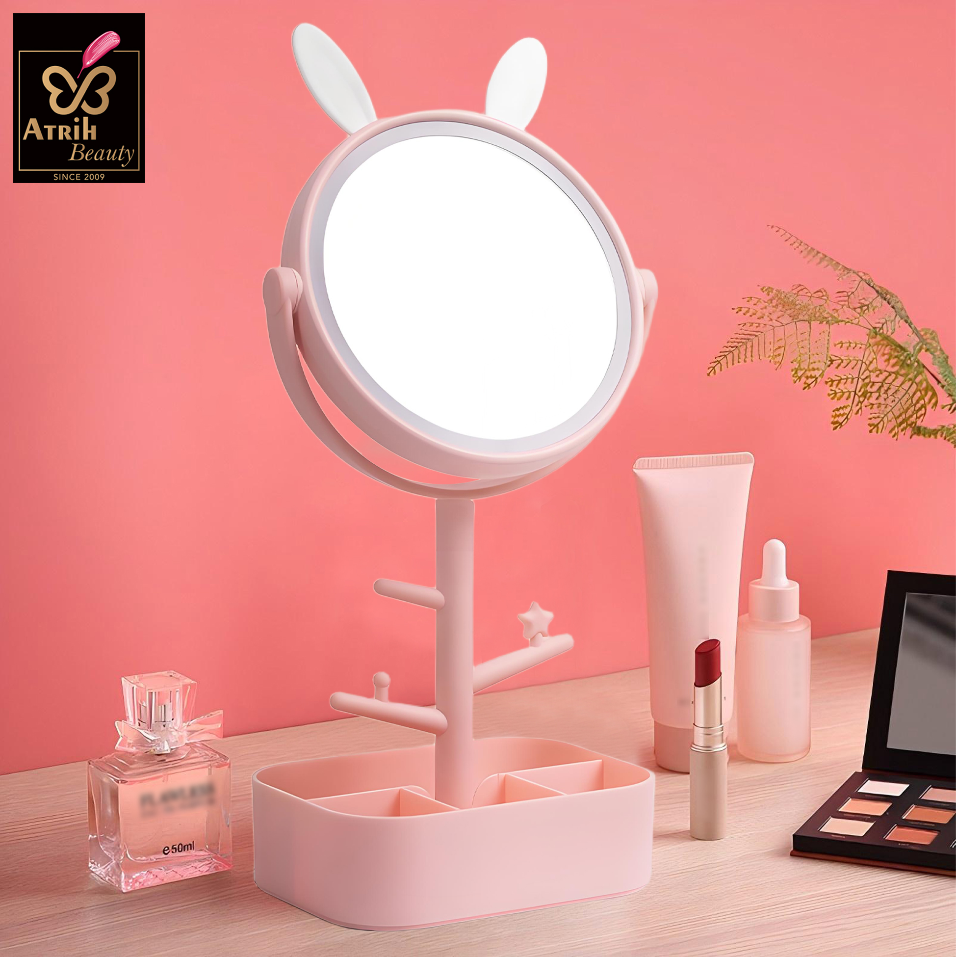 LED Makeup Mirror with Storage Tray