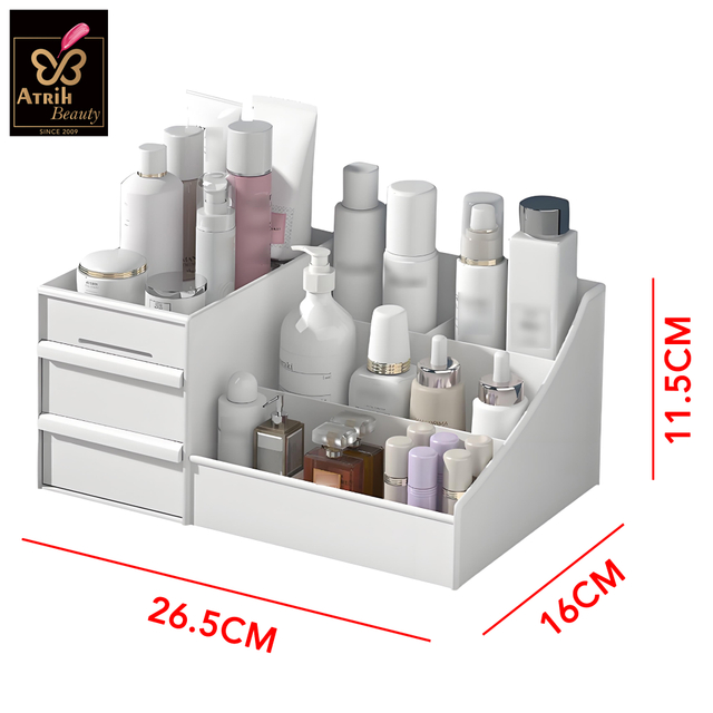 White Multi Compartment Cosmetic Organizer with Drawers