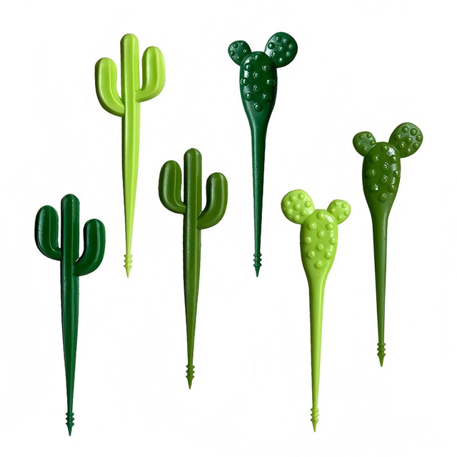 6 Piece Cactus Shaped Fruit Forks Set