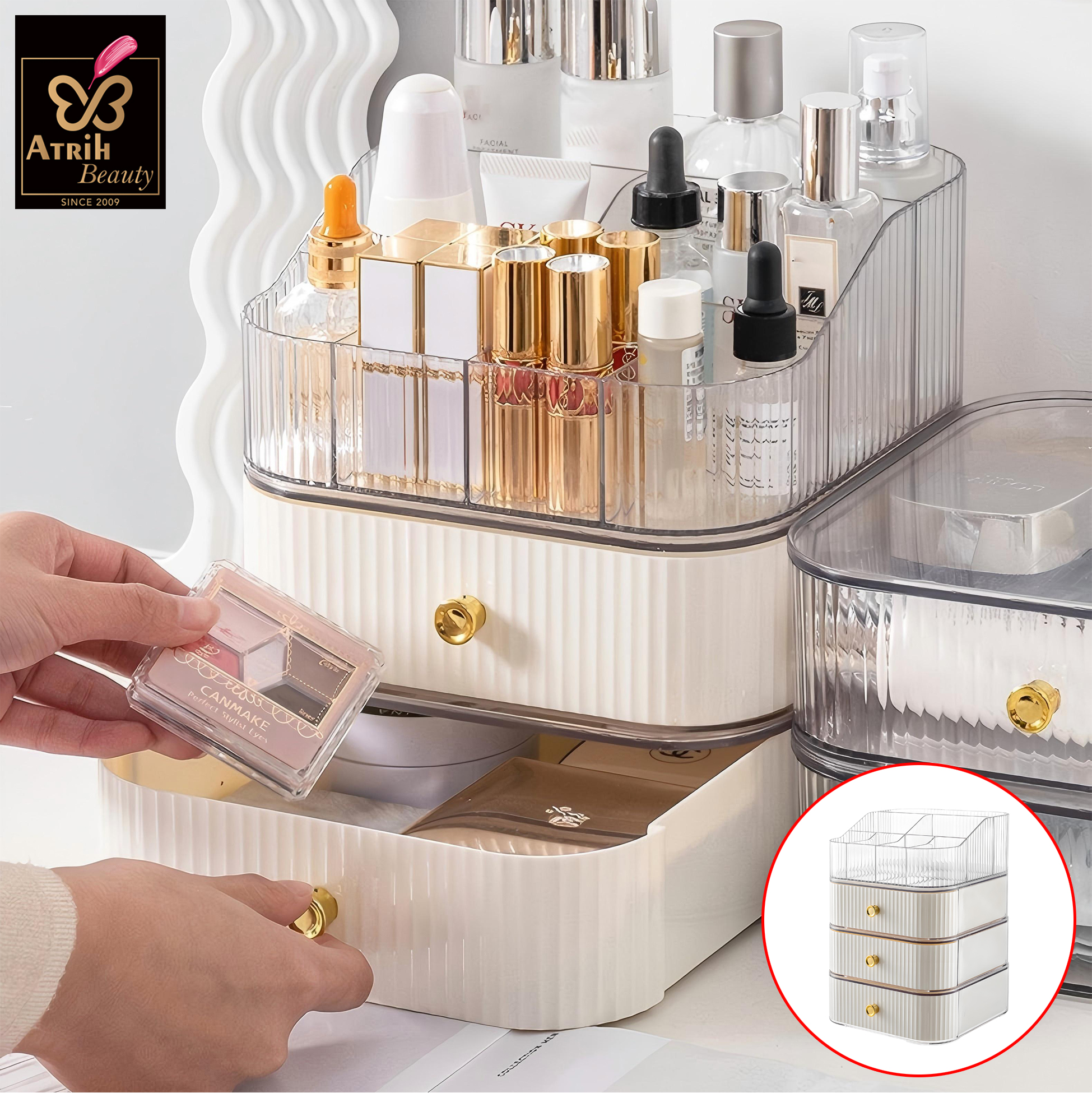 3 Drawer Transparent PET Cosmetic Organizer