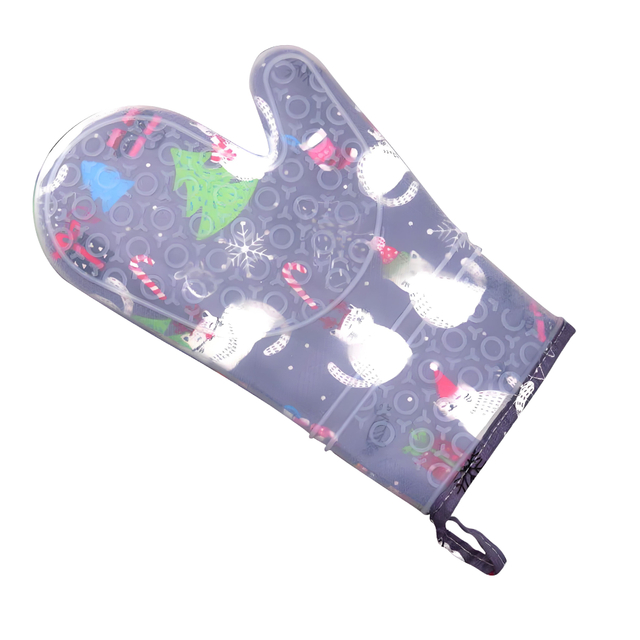 Festive Cat Themed Silicone Oven Mitt