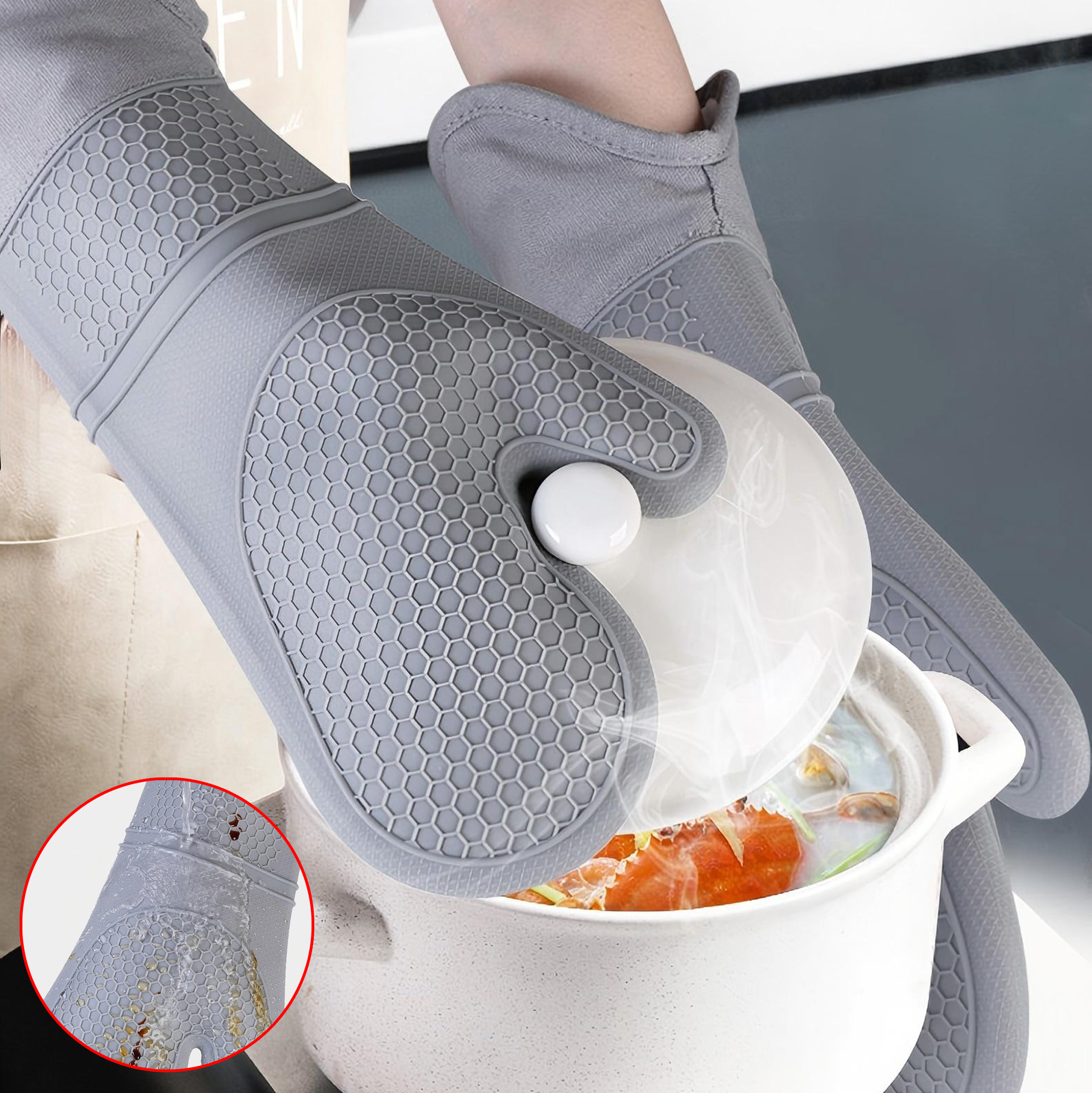 Modern Grey Silicone Oven Mitt