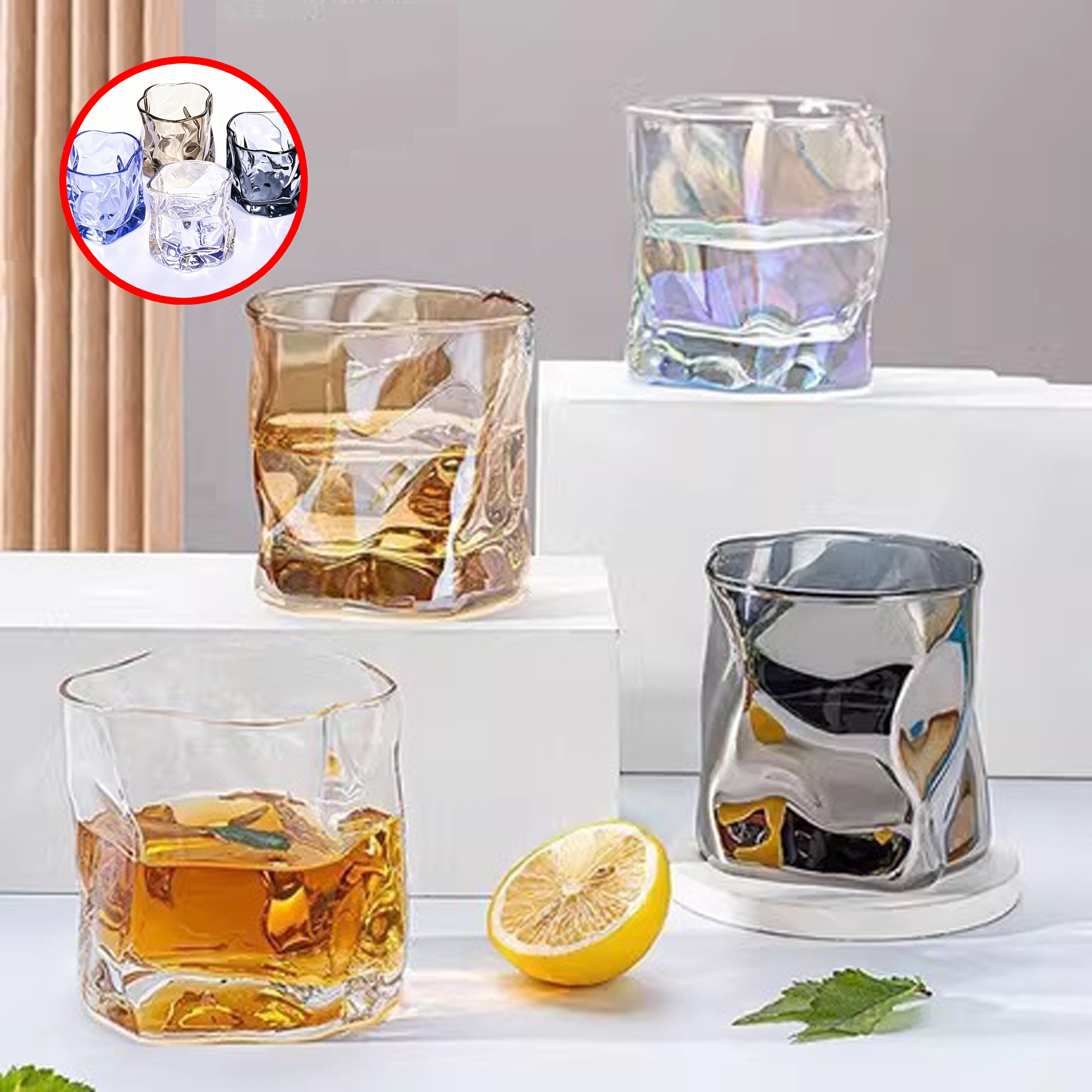 Unique Distorted - design Clear Glass Drinking Cup