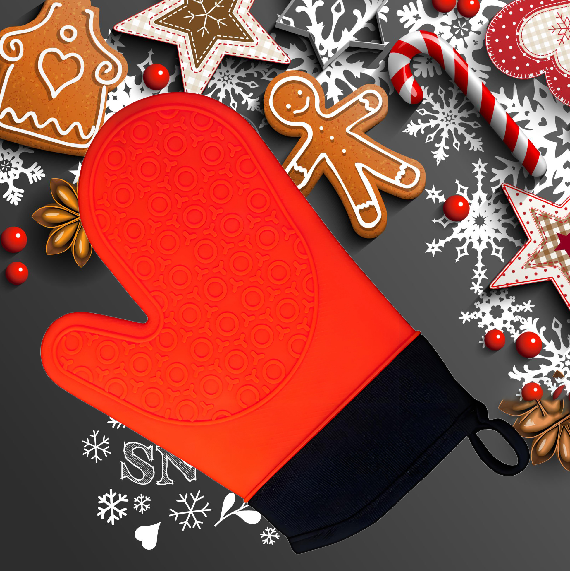 Vibrant Orange Silicone Oven Mitt