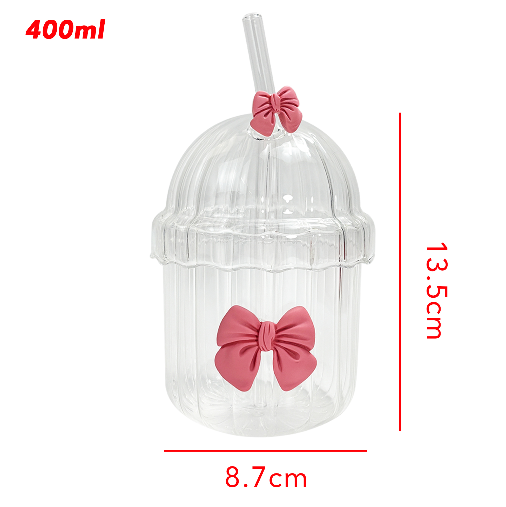 Set of 3 Bow - Decorated Plastic Straw Cups