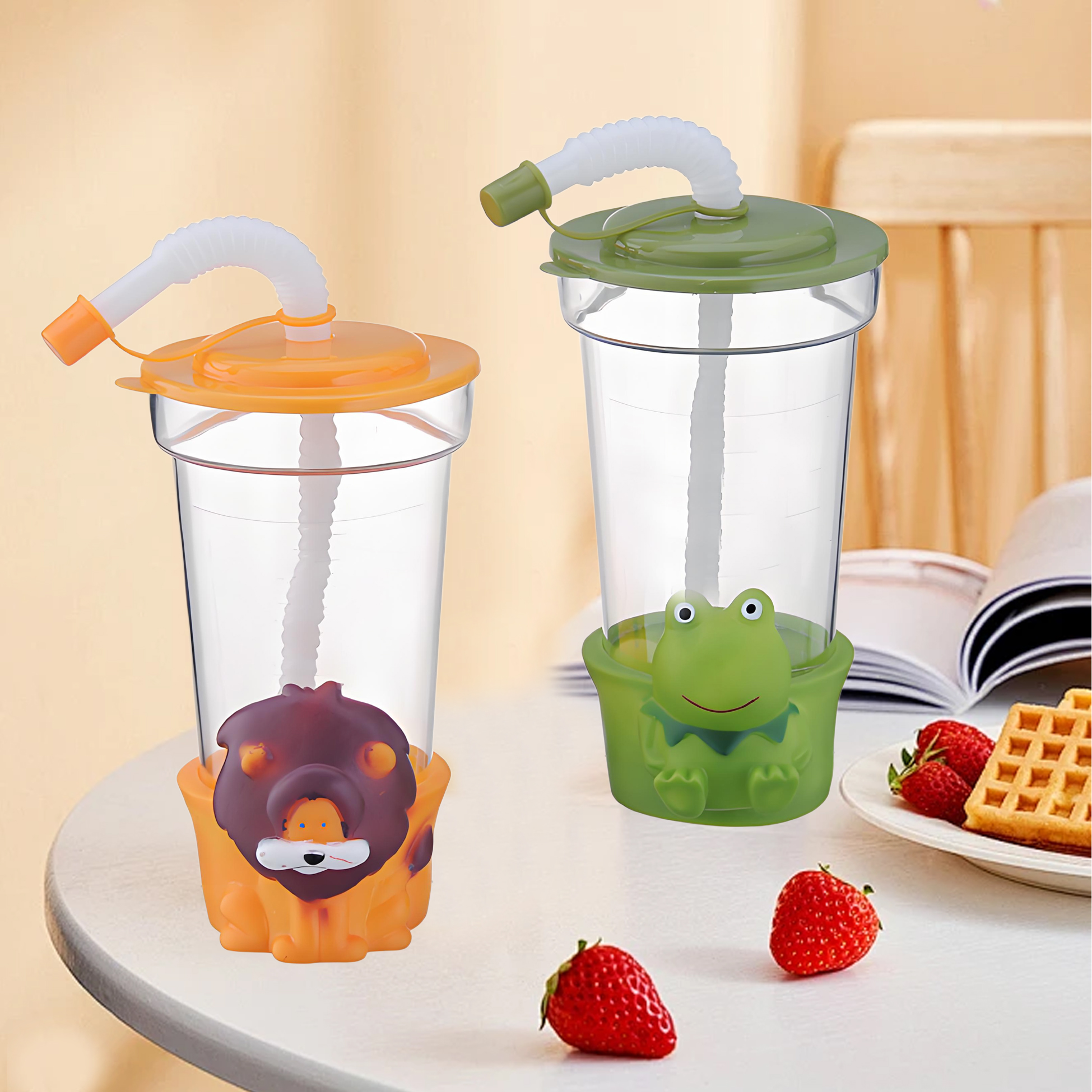  Plastic Animal Shaped Straw Cup