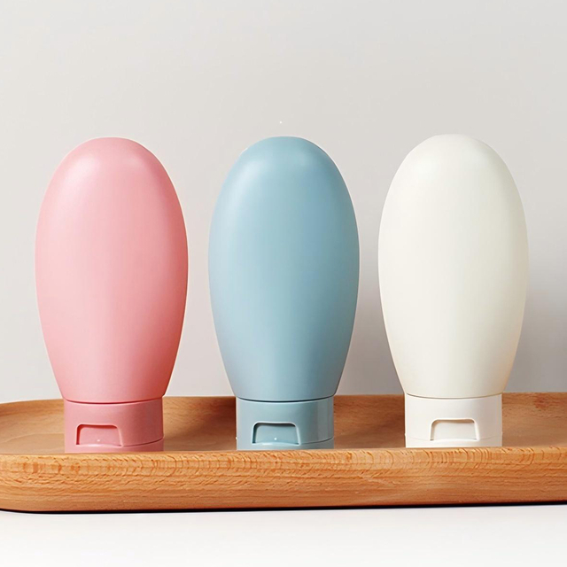 4 Piece Set of Travel Sized Squeezable Cosmetic Bottles