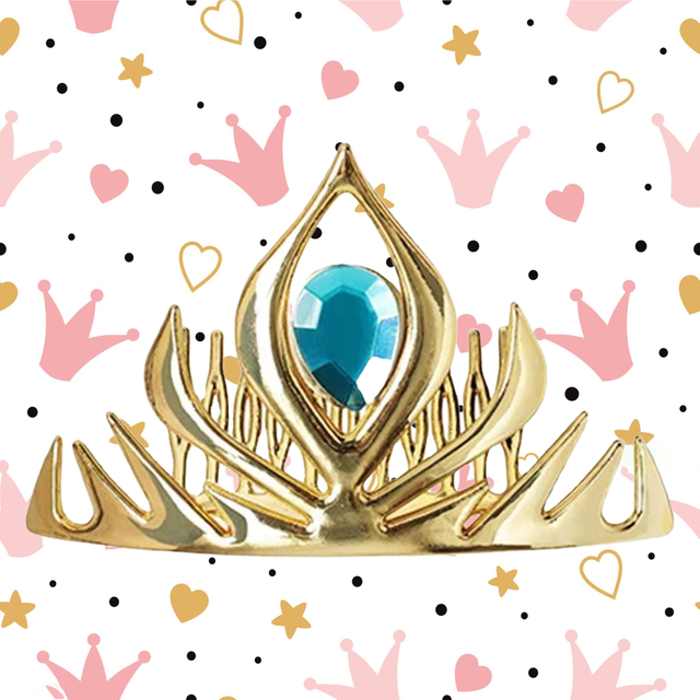 Golden Princess Tiara with Blue Gem