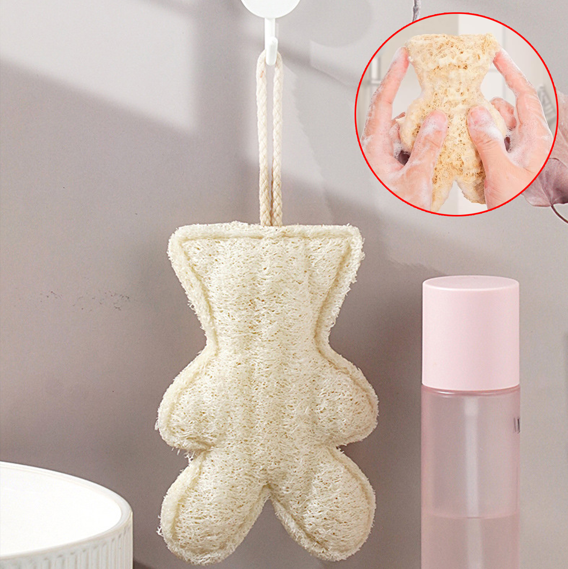 Cute Bear Shaped Natural Loofah Bath Sponge