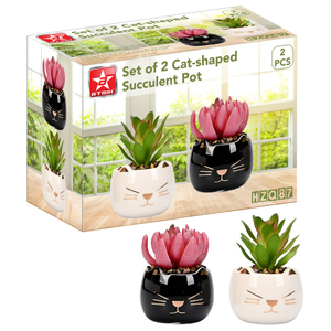 Set of 2 Cat-shaped Succulent Pot