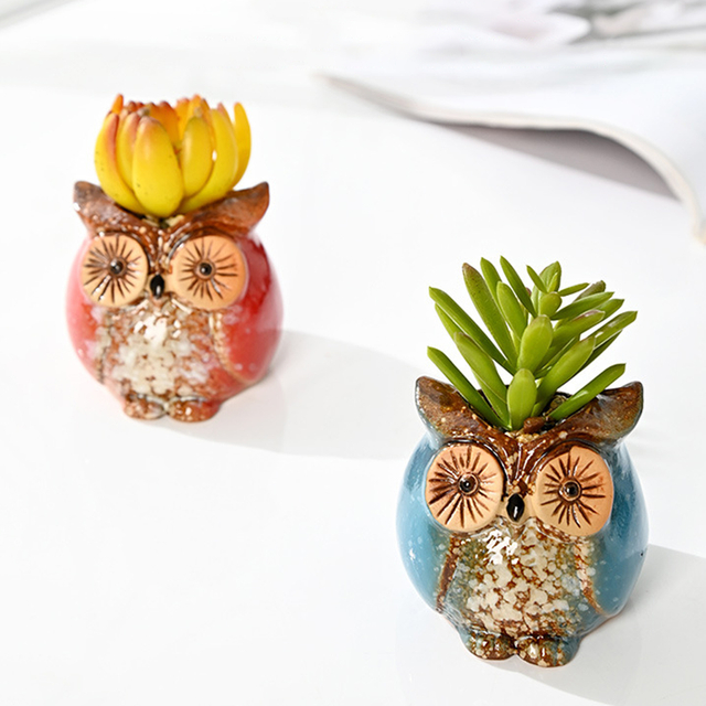 Set of 3 Owl Succulent Pot