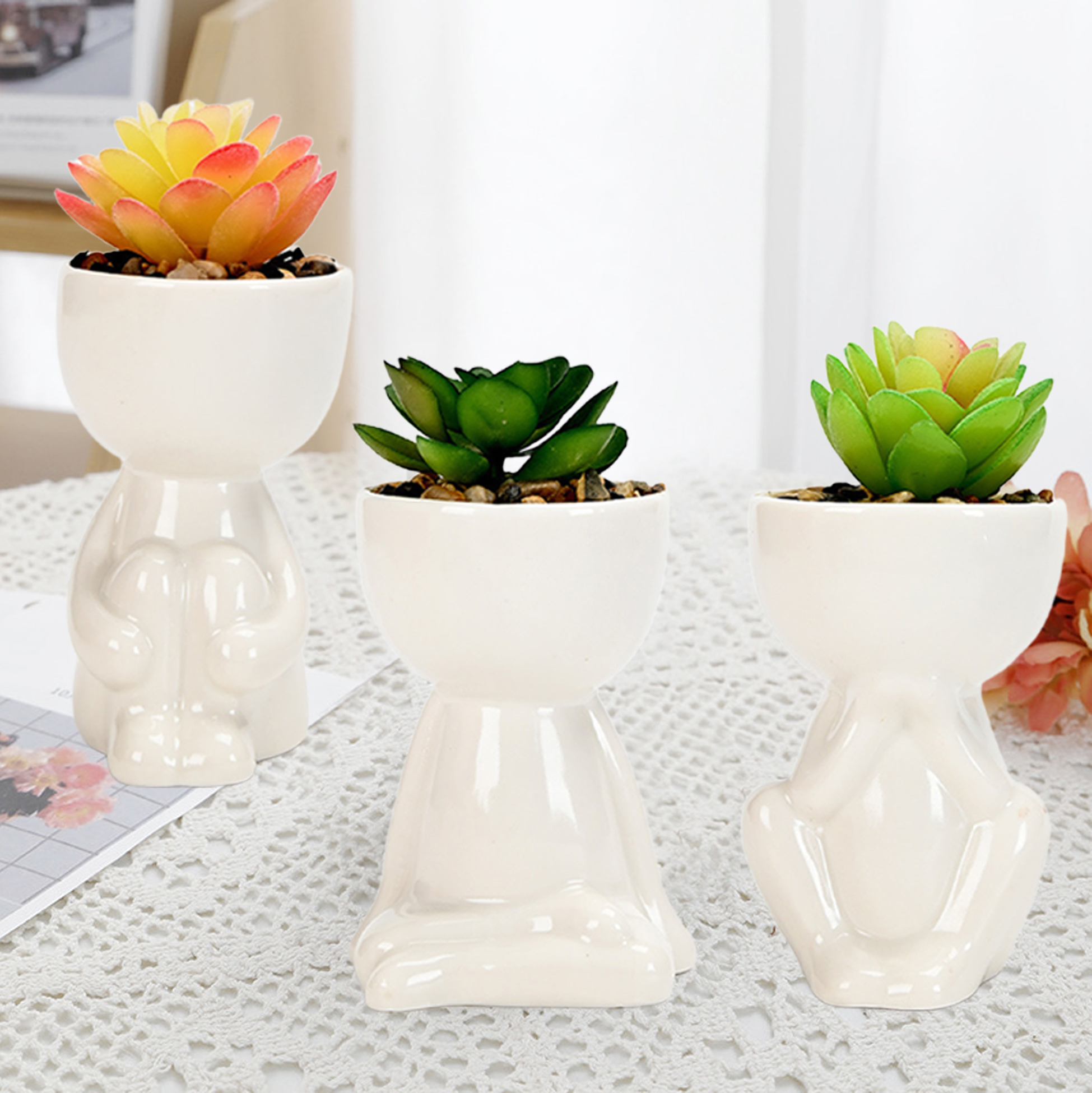 Set of 3 Human Shaped Succulent Pot