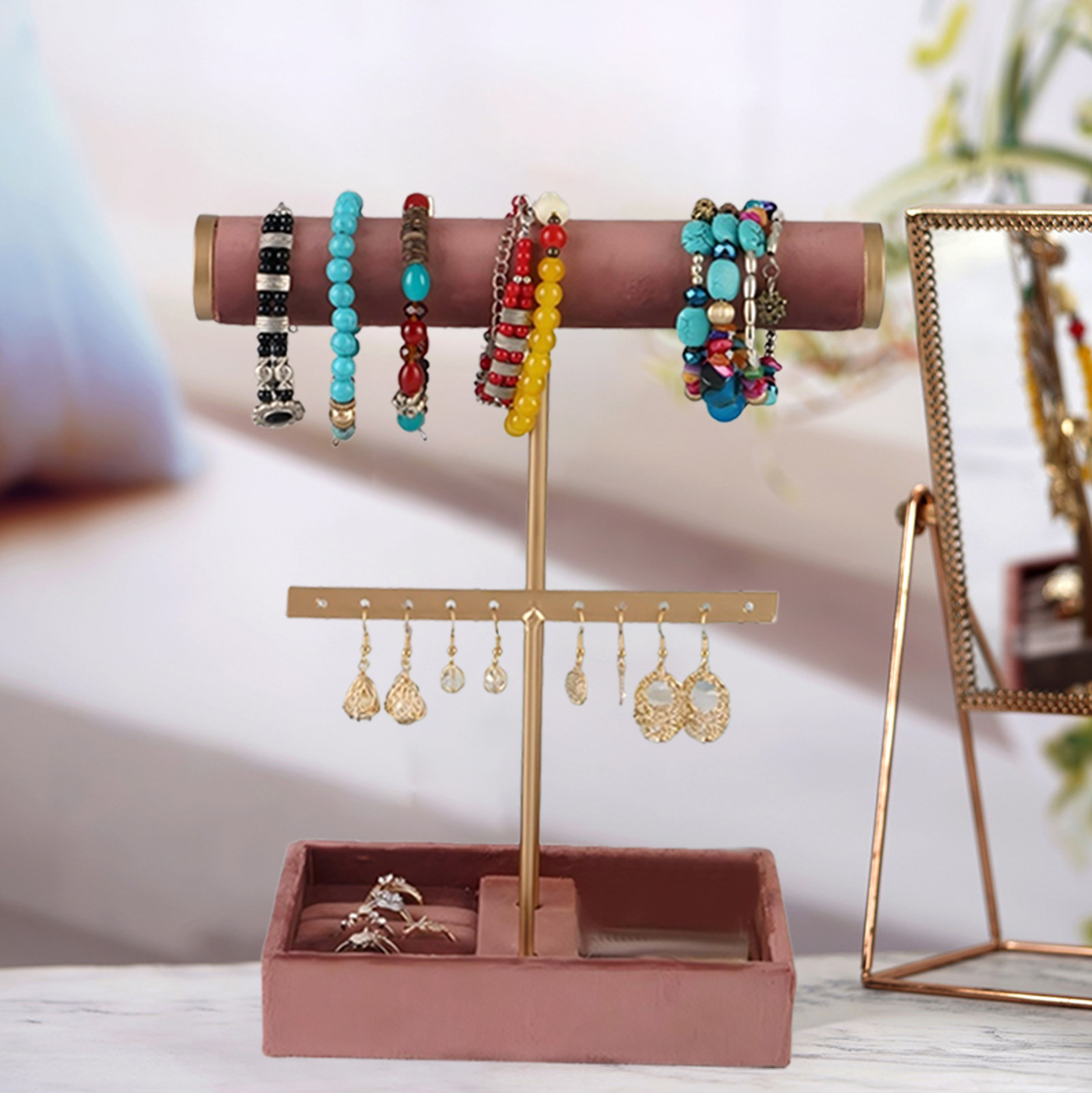 Bracelets & Jewelry Display Rack With Lint Tray