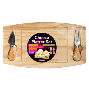 Dual Tool Wooden Cheese Serving Board