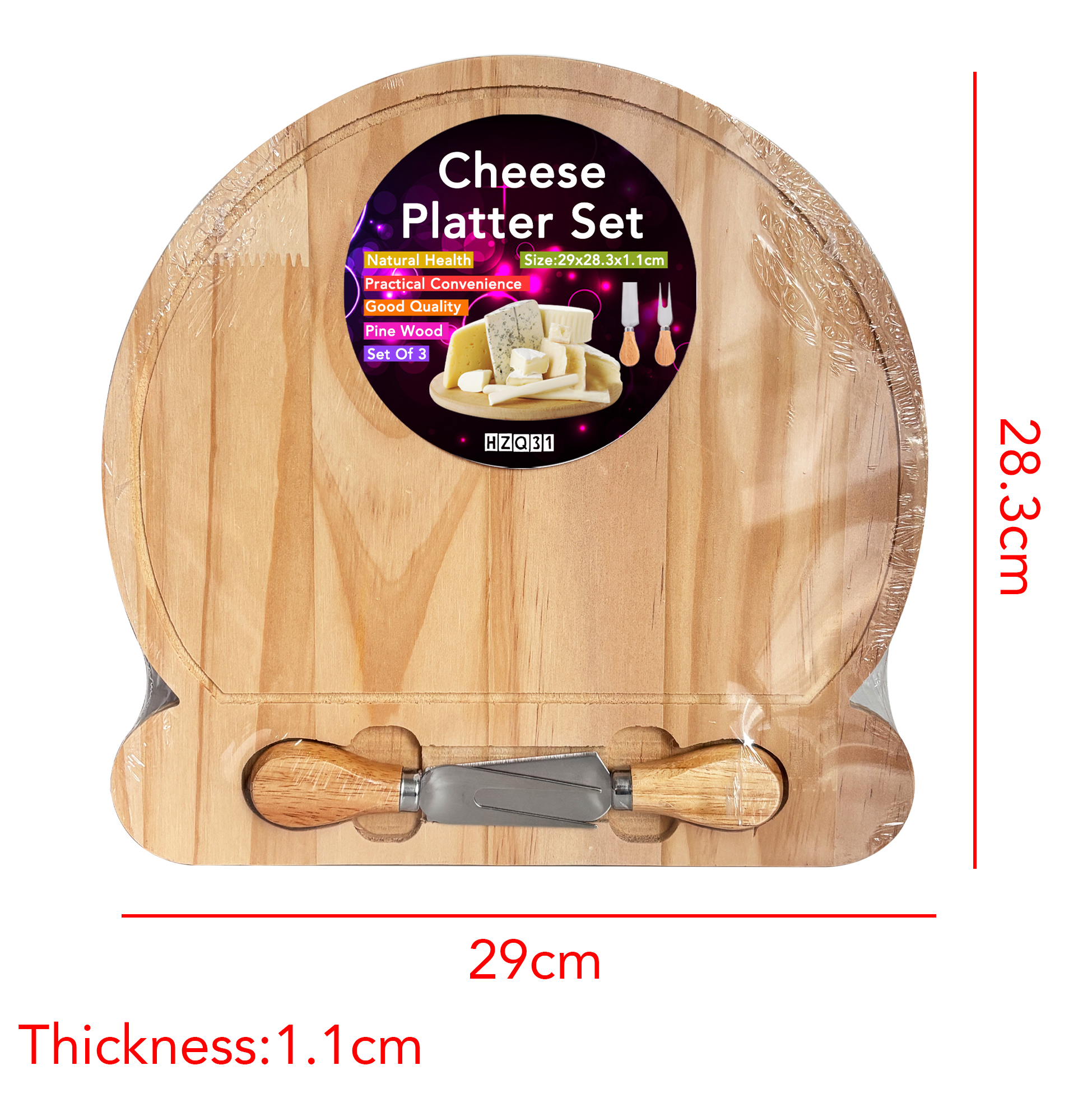 Unique Shaped Wooden Cheese Board Set