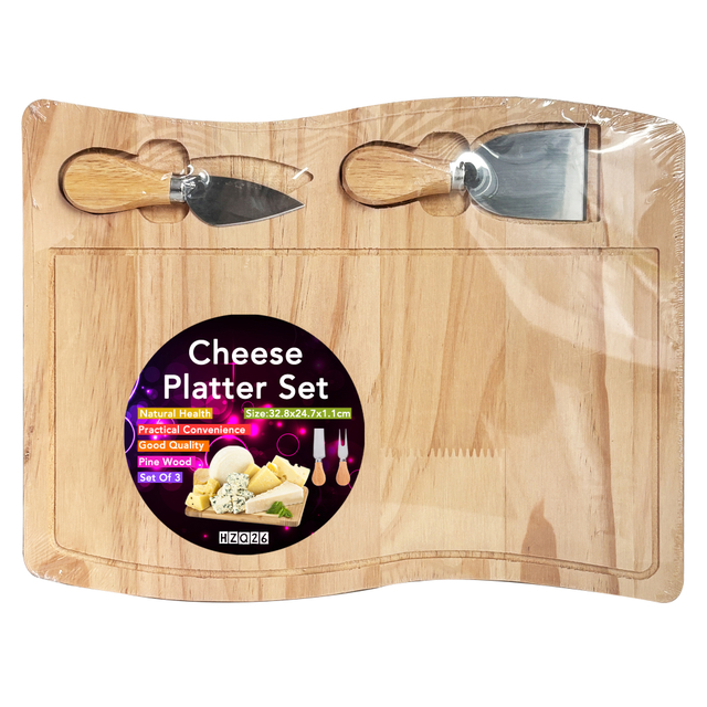 Dual Tools Wooden Cheese Serving Board