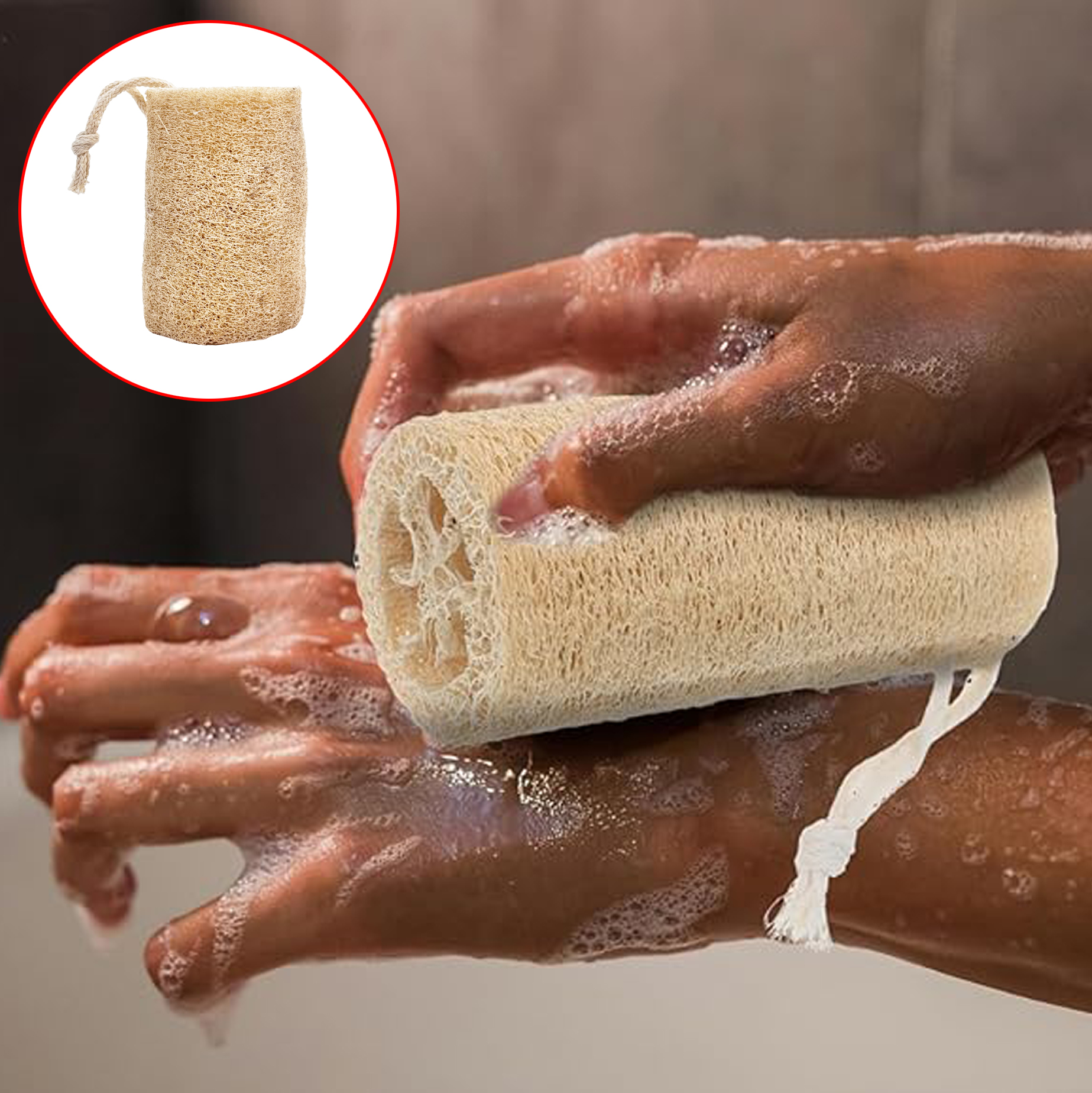 Natural Loofah Cylinder Bath Sponge