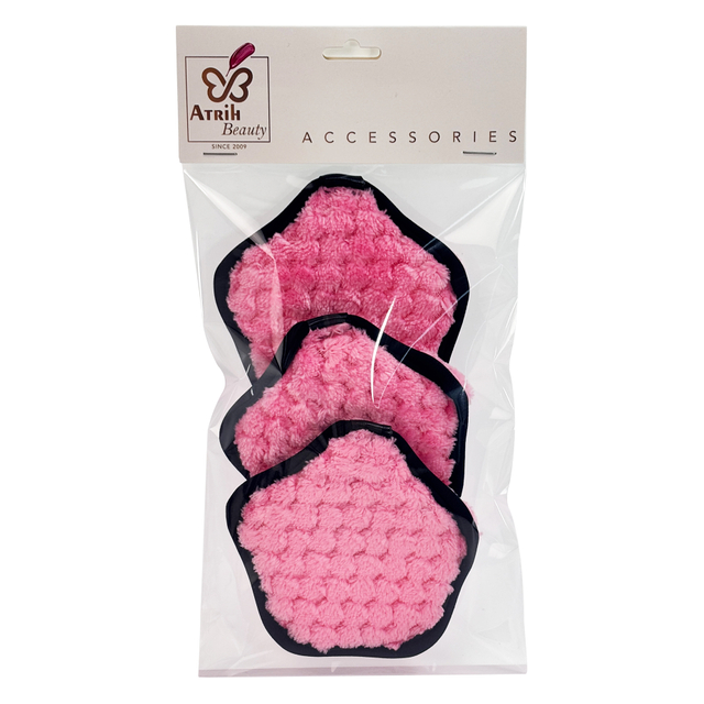 Set of 3 Flower-Shaped Plush Facial Cleansing Pad