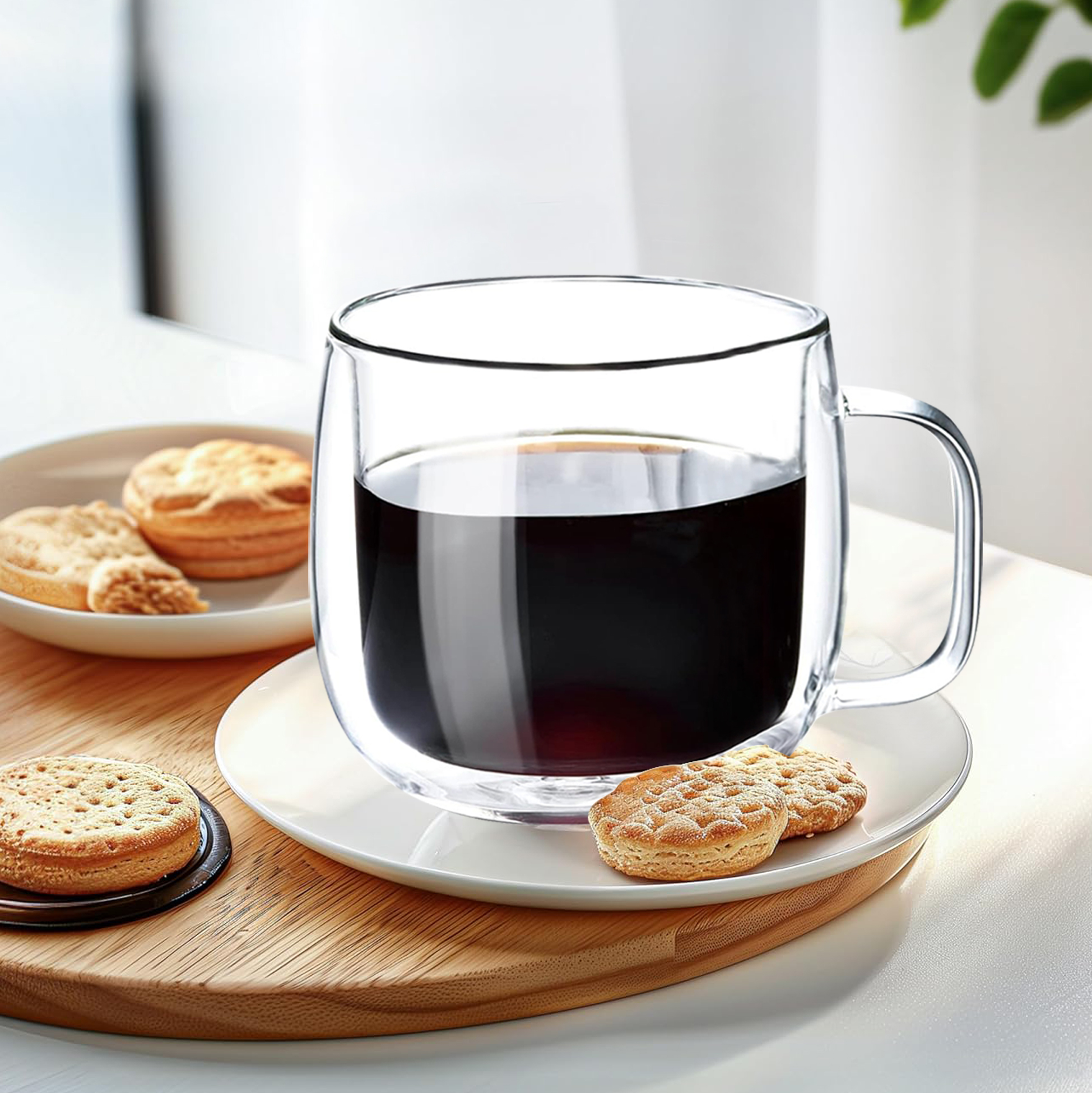 530ml Double Walled Glass Mug with Ergonomic Handle
