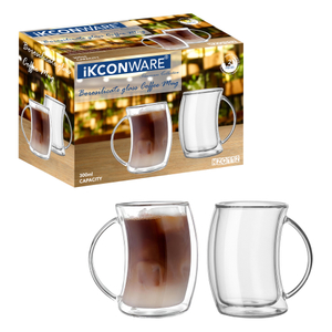 300ml/400ml Double Walled Glass Mug with Handle