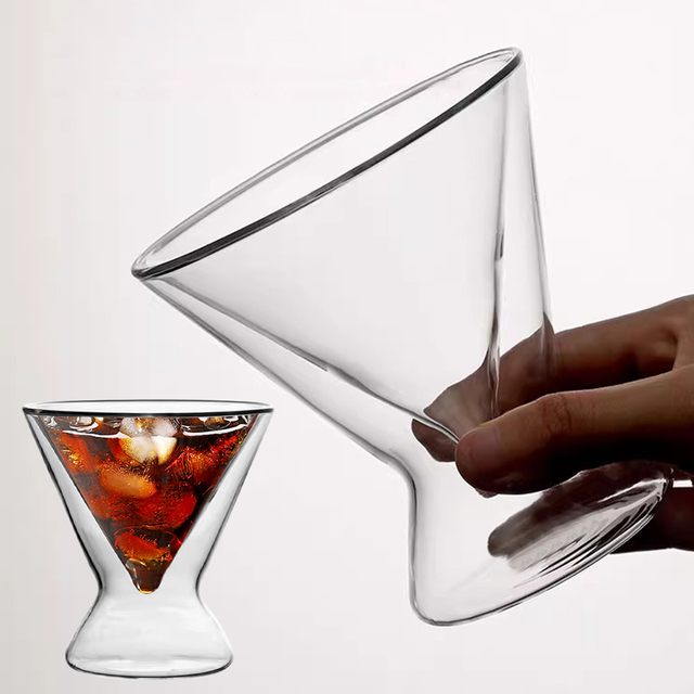180ml Double Walled Inverted Pyramid Shaped Glass