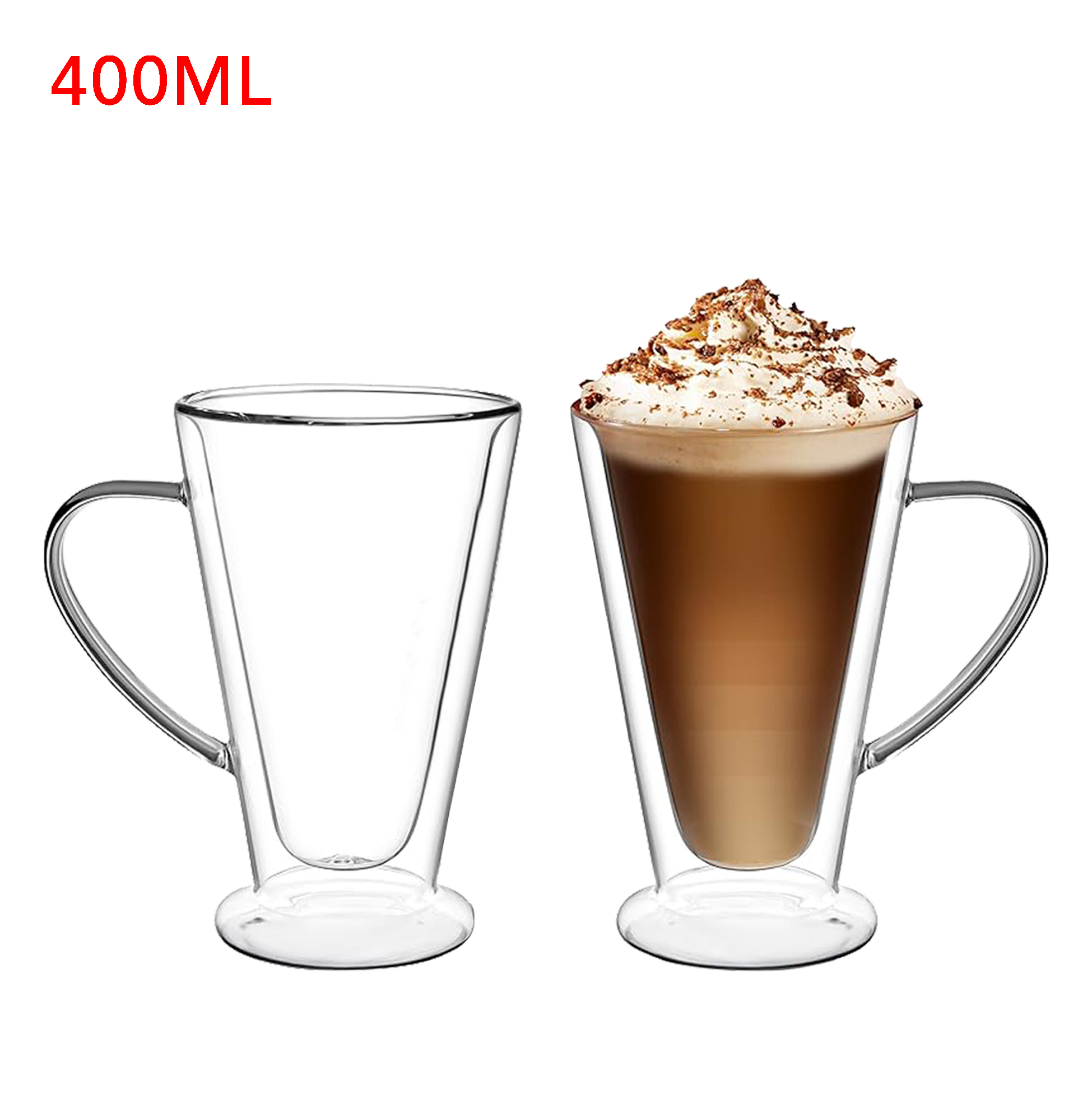 400ml Clear Double Wall Glass with Handle