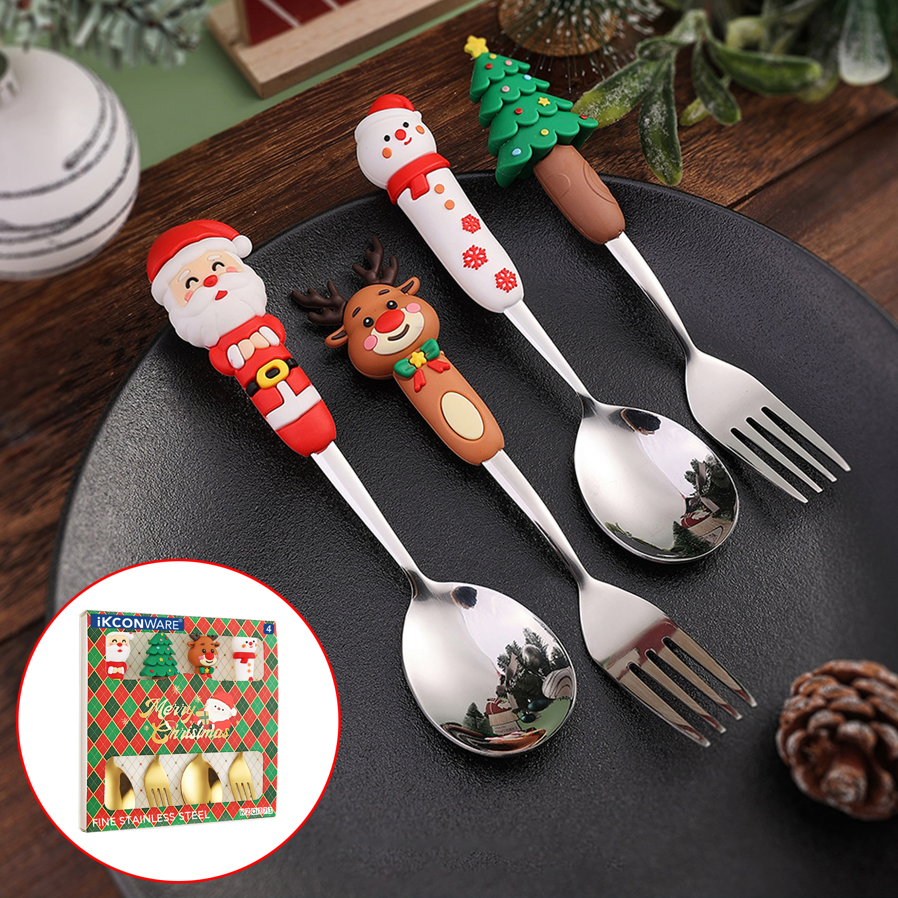 Christmas Character Cutlery Set (4-Piece)