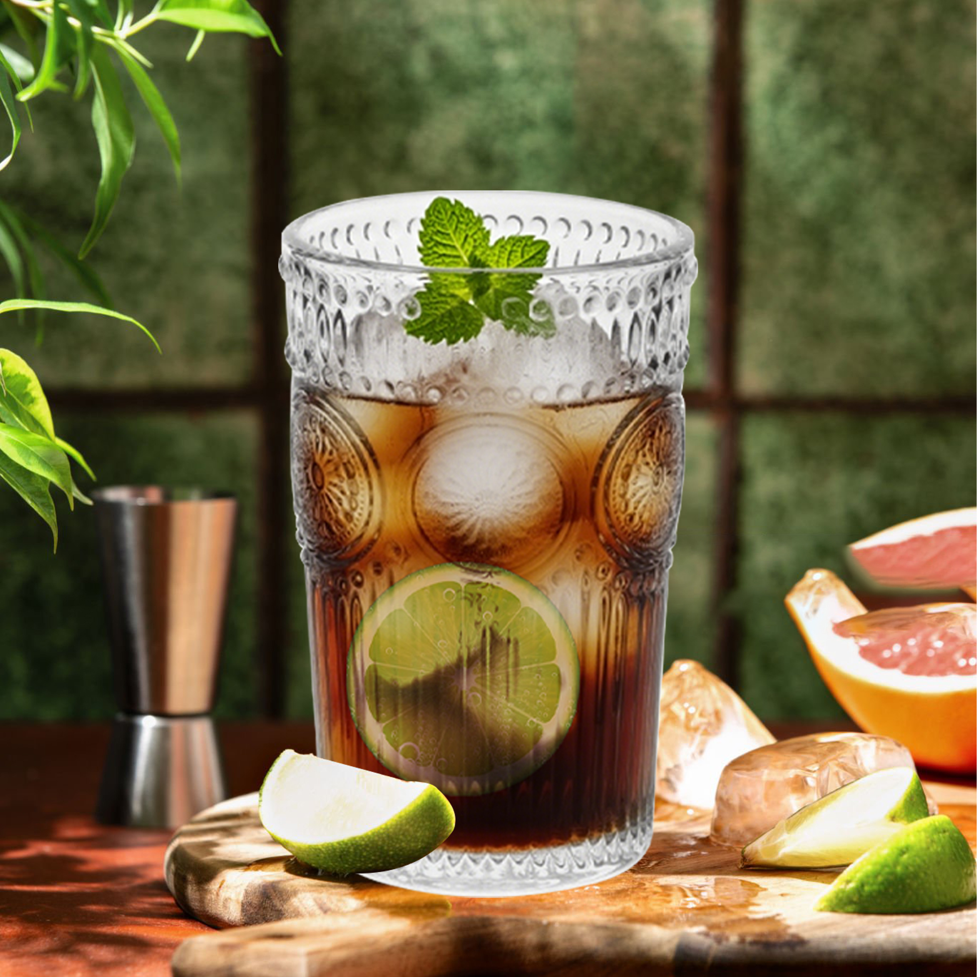 6-Piece Embossed Vintage Glass Tumbler Set