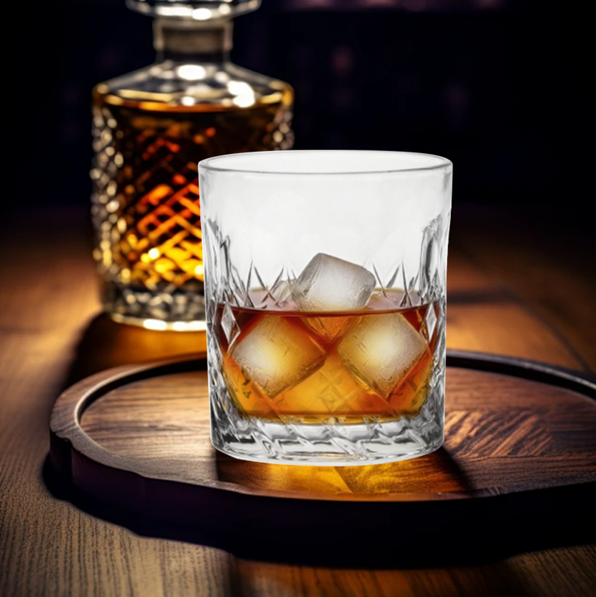 6-Piece Diamond-Etched Whiskey Glass Set