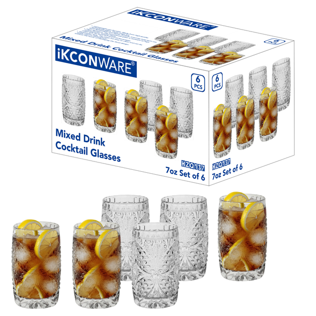 6-Piece Embossed Cocktail Glass Set