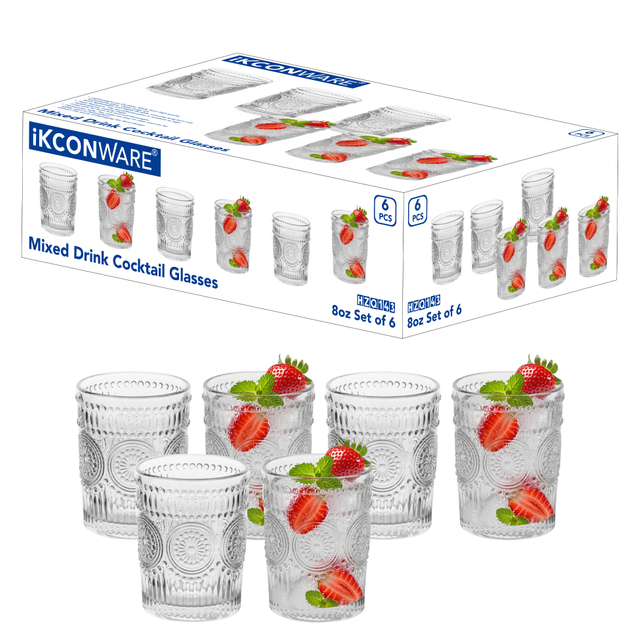 6-Piece Embossed Vintage Glass Tumbler Set